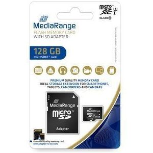 MediaRange MR945 Micro SDXC geheugenkaart 128G UHS-1 klasse 10 met adapter, blauw