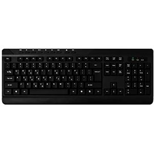 MediaRange bedraad multimedia toetsenbord met 9 speciale toetsen, QWERTY (GR) lay-out, pc-toetsenbord met Plug & Play USB 2.0 poort, spatwaterdicht & in hoogte verstelbaar, zwart