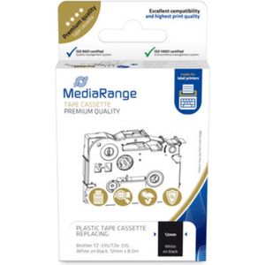 MediaRange - Brother compatible labels TZ-335/ TZe-335 - 12mm x 8m - Wit op zwart
