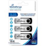 MediaRange USB Flash Drive 16GB 3-Pack