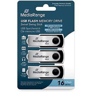 MediaRange USB Flash Drive 16GB 3-Pack