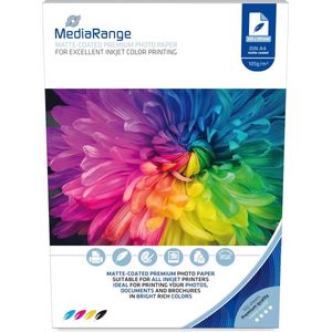 MediaRange 100 vellen mat fotopapier A4 voor inkjetprinters, 105 g