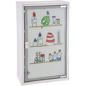 Spetebo XXL medicijnkastje met kleurrijke melkglazen deur - 50 x 30 cm - medicijnkastje EHBO-huisapotheek