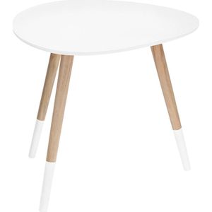 Salontafel wit - retro bijzettafel 48 cm - houten decoratieve tafel banktafel