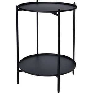 Spetebo Metalen bijzettafel zwart 50 x 35 cm - 2 legplanken / inklapbaar - salontafel salontafel salontafel tafel tafel