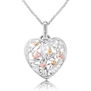 Engelsrufer - Hartvormige Levensboomhanger - Ketting - Tricolor - 925 Sterling Zilver - Lengte 50 cm