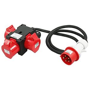 Stroomvoorziening - CEE-16A / 400V - 1,5 m H07RN-F - 3 x Stopcontacten IP 44