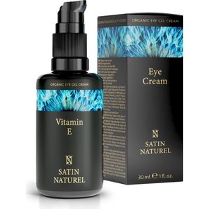 Satin Naturel Bio Oogcreme vrouwen - Gezichtsverzorging met Aloë Vera Gel, Hyaluronzuur en Vitamine E, Anti Rimpel crème voor vrouwen, Vegan Oogcreme tegen Donkere Kringen, Eye Cream met onmiddelijk effect, 30 ml