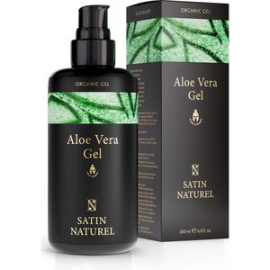 Satin Naturel Bio Aloë Vera en Hyaluronzuur Aftershave - Gezichtsverzorging Aftershave voor Heren, ook goed tegen zonnebrand en als natuurlijke aftersun, Vegan Moisturizer met aloe vera voor mannen, verfrissende huid en haarverzorging 3 in 1, 200ml