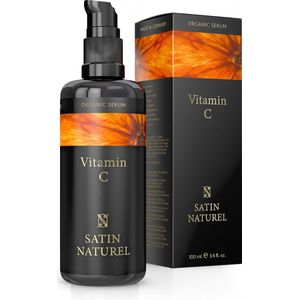 Vitamin C Serum Gezicht 100 ml hoog gedoseerd met hyaluronzuur en aloë vera - Huidverzorging Anti Aging Vitamine C Serum voor alle huidtypes - Clean Beauty - Vegan - Satin Naturel