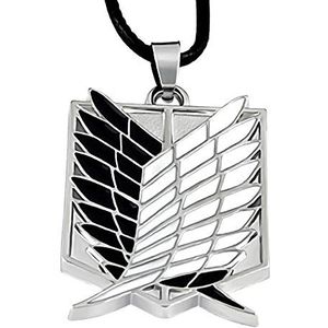 Hanessa Kunstleren ketting / Manga Attack on Titan! Blauwe witte vleugelhanger Valentijnsdag cadeau voor jongen/meisje/jongeren/manga-fan/Japanse strips, leer, zonder steen, Leer, Zonder steen