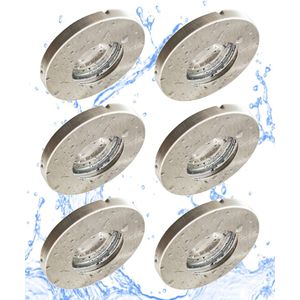 Trango Set van 6 IP65 inbouwspots 6729IP65-069M6KSD gemaakt van ALU geborsteld incl. 6x 5 W 3-traps dimbaar 6000K koel wit Ultra Flat LED Module, Buiten, Badkamer Plafondspot, Douche Plafondlamp