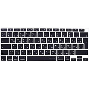 Keystickers Russisch/Duitse siliconen hoes compatibel met MacBook Air 13,3 inch (A2179 - Release 2020 / A2338 M1 - vanaf 2020) met Europese Enter-knop | Russische / Duitse siliconen hoes - ZWART