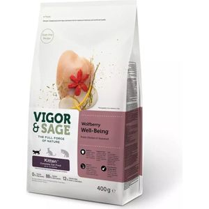 8x Vigor & Sage Kattenvoer Kitten Well-Being Wolfberry 400 gr
