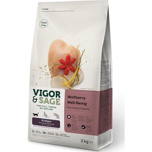 4x Vigor & Sage Kattenvoer Kitten Well-Being Wolfberry 2 kg