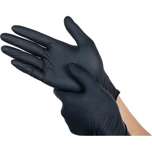Wegwerphandschoen Nitril Poeder Medium 100 Stuks / Doos Zwart - Maat M - Wegwerphandschoenen - Poedervrij - Latexvrij