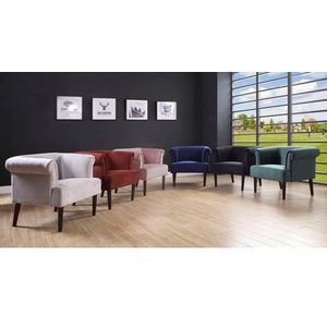 Atlantic Home Collection Charlie Fauteuil met armleuningen fluweel blauw 74 x 86 x 70 cm