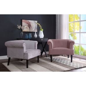 Atlantic Home Collection stoel CHARLIE, fluweel, armleuningstoel met massief houten voeten, roze, 74 x 86 x 70
