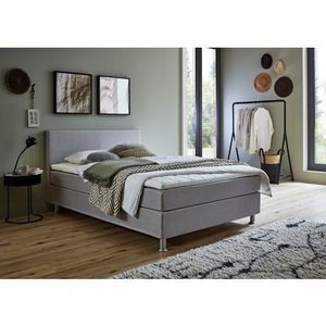 Atlantic Home Collection Edison boxbed, ligoppervlak 140 x 200 cm, hardheid H2, inclusief topper, grijs