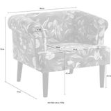 Atlantic Home Collection Charlie fauteuil, armleuningstoel met massief houten poten, fluweel, bloemenpatroon petrol, 74 x 86 x 70