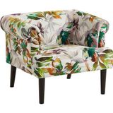 Atlantic Home Collection Charlie fauteuil, armleuningstoel met massief houten poten, fluweel, bloemenpatroon wit, 74 x 86 x 70