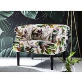 Atlantic Home Collection Charlie fauteuil, armleuningstoel met massief houten poten, fluweel, bloemenpatroon wit, 74 x 86 x 70 cm
