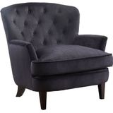 Atlantic Home Collection Leo fauteuil, met pocketvering, fluweel, hout, zwart