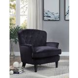 Atlantic Home Collection Leo fauteuil, met pocketvering, fluweel, hout, zwart