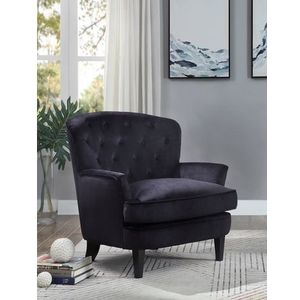 Atlantic Home Collection Leo fauteuil, met pocketvering, fluweel, hout, zwart