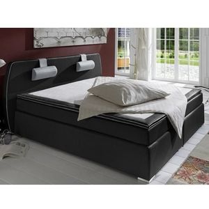 Atlantic Home Collection REX140-LED04 boxspringbed inclusief ledverlichting en topper, zwart, 140 x 200 cm