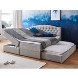 Atlantic Home Collection LOTTE boxspringbed, inclusief tweedelige matras, topper, bedkast (rechts) en uittrekbaar logeerbed Bedbak links. 180x200 cm grijs