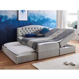 Atlantic Home Collection LOTTE boxspringbed, inclusief tweedelige matras, topper, bedkast (rechts) en uittrekbaar logeerbed Bedlade rechts 180x200 cm grijs