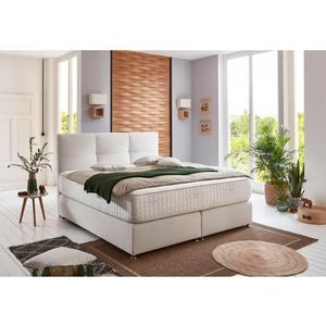Atlantic Home Collection Groene bedden ALINA boxspringbed veganistisch, crème-wit, 160x200 cm