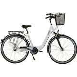 HAWK City Wave Deluxe inkl. Korb ,  White 26 Zoll - Leichtes Fahrrad mit 7-Gang Shimano Nabenschaltung, Felgenbremse & Nabendynamo