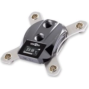 Aqua Computer cuplex kryos NEXT met VISION LGA 1700 - PVD/.925er, CPU waterkoelers, Grijs