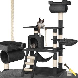 Yaheetech Krabpaal 193 cm XXL plafondhoge kattenkrabpaal stabiele kattenboom met 8 sisalstammen