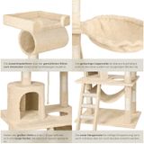 tectake® Kratzbaum, 141 cm, mit Katzenhaus, inklusive Spielkordel und Kippschutz
