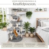 tectake® Kratzbaum, 201 cm, mit 2 Katzenhäusern, inklusive Spielkordel und Kippschutz