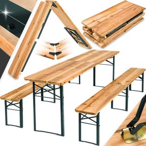 tectake® Biertafelset Ralf - Extra Lange Set van 2 Bierbanken en Tafel - Inklapbaar