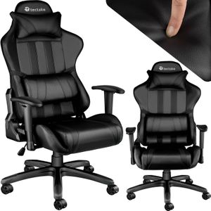 tectake - Gamestoel gaming bureaustoel Premium Racing - zwart - kunstleer - verstelbaar - incl. rug- en nekkussen - 402229