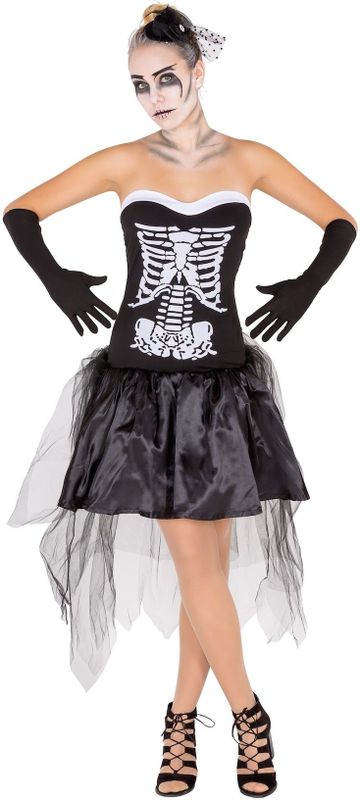 tectake® Frauenkostüm sexy Skelett Lady