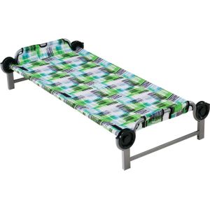 Disc-O-Bed Kinder-O-Bed met recht frame, zonder zijvak, blokpatroon