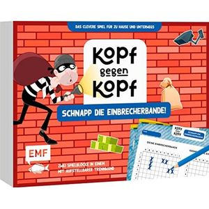 Het ultieme speelblok: hoofd tegen hoofd – klik de inbrekersband! Het slimme spel voor thuis en onderweg – twee speelblokken in één met opstelbare scheidingswand en 80 vellen voor kinderen vanaf 6 jaar