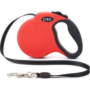 DDOXX® Reflecterende Hondenriem - Verschillende Kleuren & Maten - Voor Kleine & Grote Honden - Intrekbaar, L, 5 m, tot 50 kg, rood
