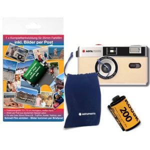 AgfaPhoto Analoge 35 mm fotocamera in complete set: kleurenfoto's film + batterij + ontwikkeling voor kleurenfoto's (per post)