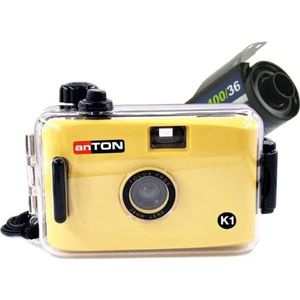 Anton K1 Navulbare film voor kleine foto's, 35 mm, actiecamera, set met zwart-witte film + onderwaterbehuizing