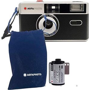 AgfaPhoto Analoge 35 mm film foto camera zwart + zwart + wit foto's film + batterij