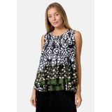 PM SELECTED Damen Blusentop Sommerlicher Sleeveless Overlay Satin Muster Top PM34