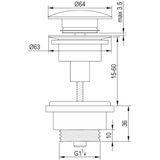 Klikwaste brauer afvoerplug messing binnenwerk 5/4 chroom