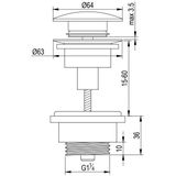 Klikwaste brauer afvoerplug messing binnenwerk 5/4 chroom